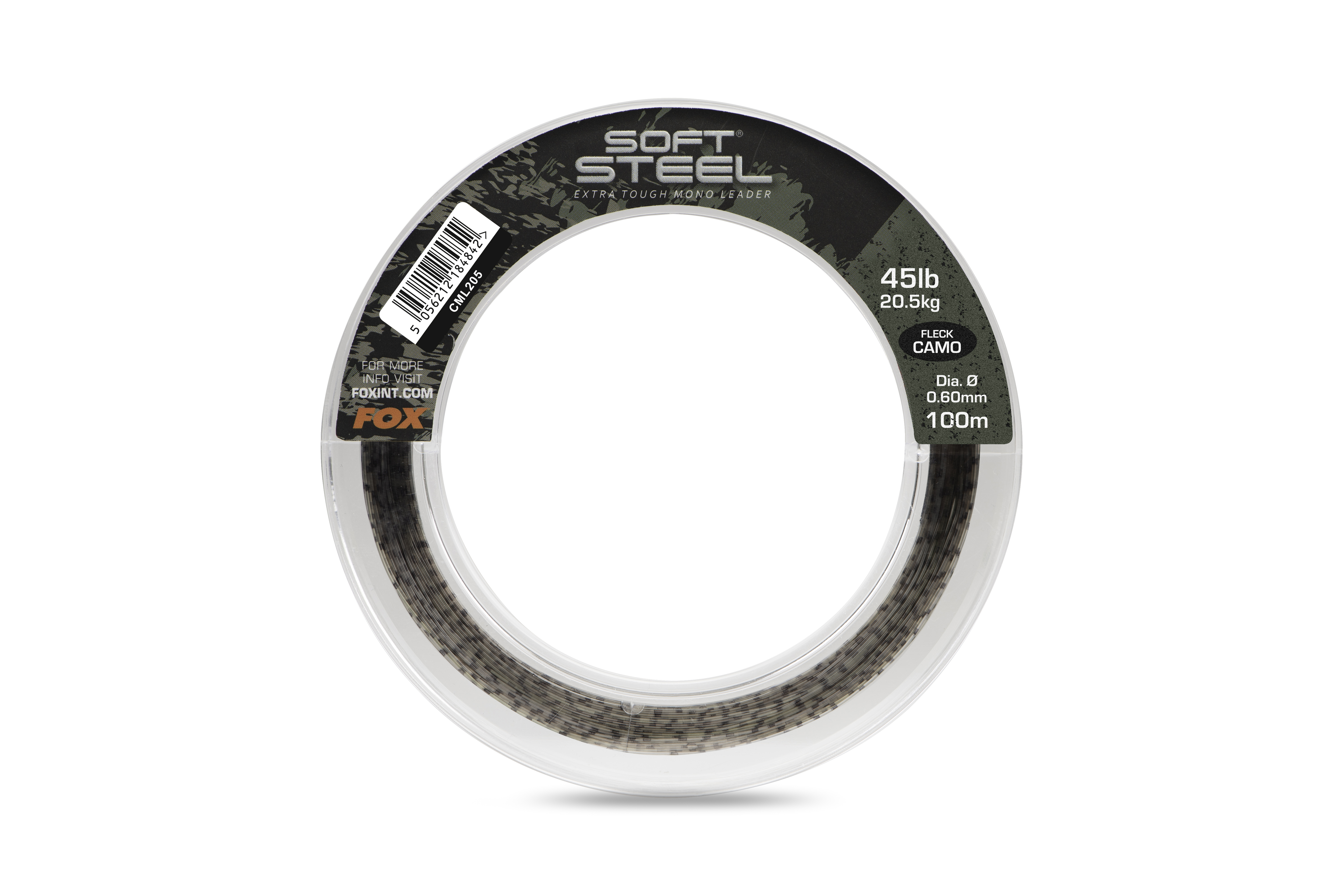 cml205_fox_soft_steel_camo_fleck_leader_45lb_100m_mainjpg