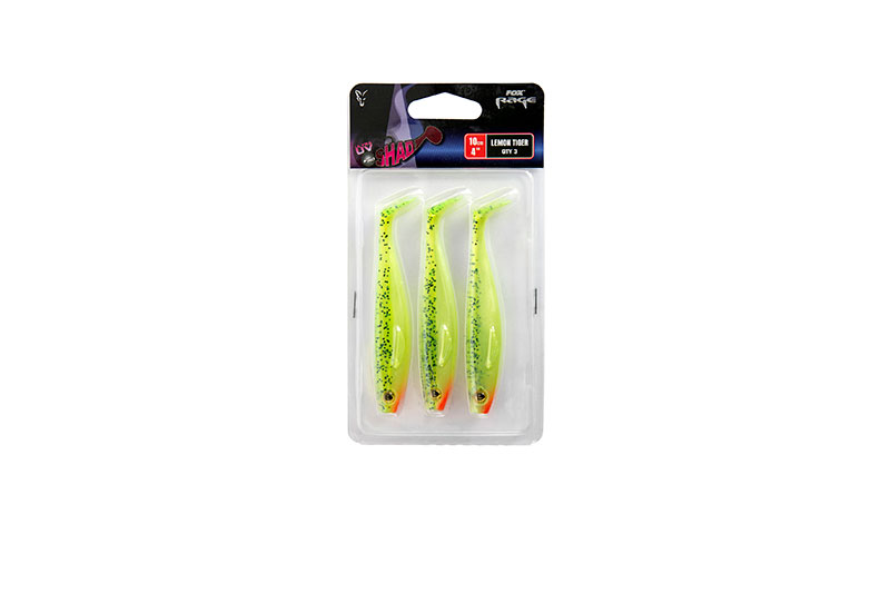 Fox Rage Pro Shad Single Colour Packs Rage Pro Shad 10cm / 4" UV Lemontiger x 3pcs