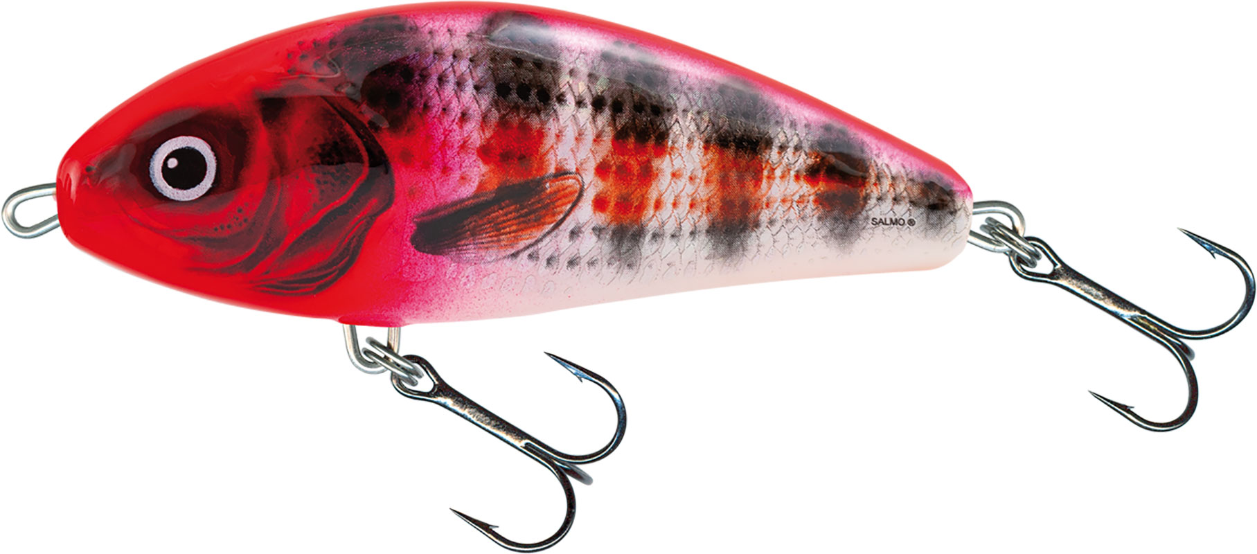 Salmo Fatso 10cm Holo Red Head Striper - Floating